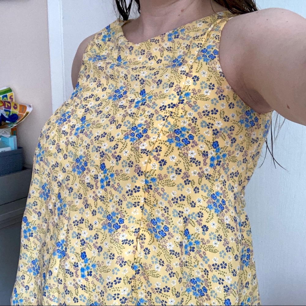 Maternity Nursing Yellow Floral Sz S Tank Blouse
